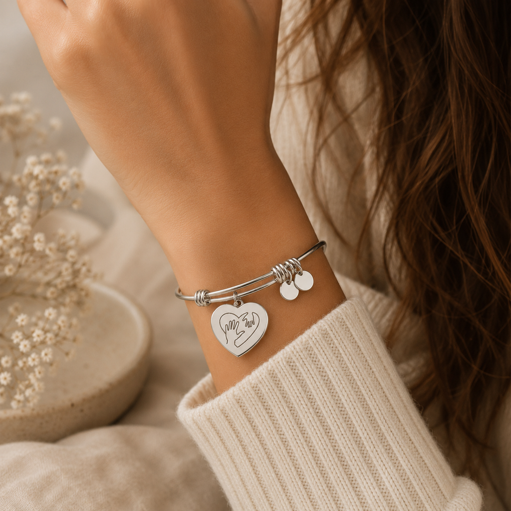 Die Hand, die mich hält – Mutter-Kind Herz-Armband