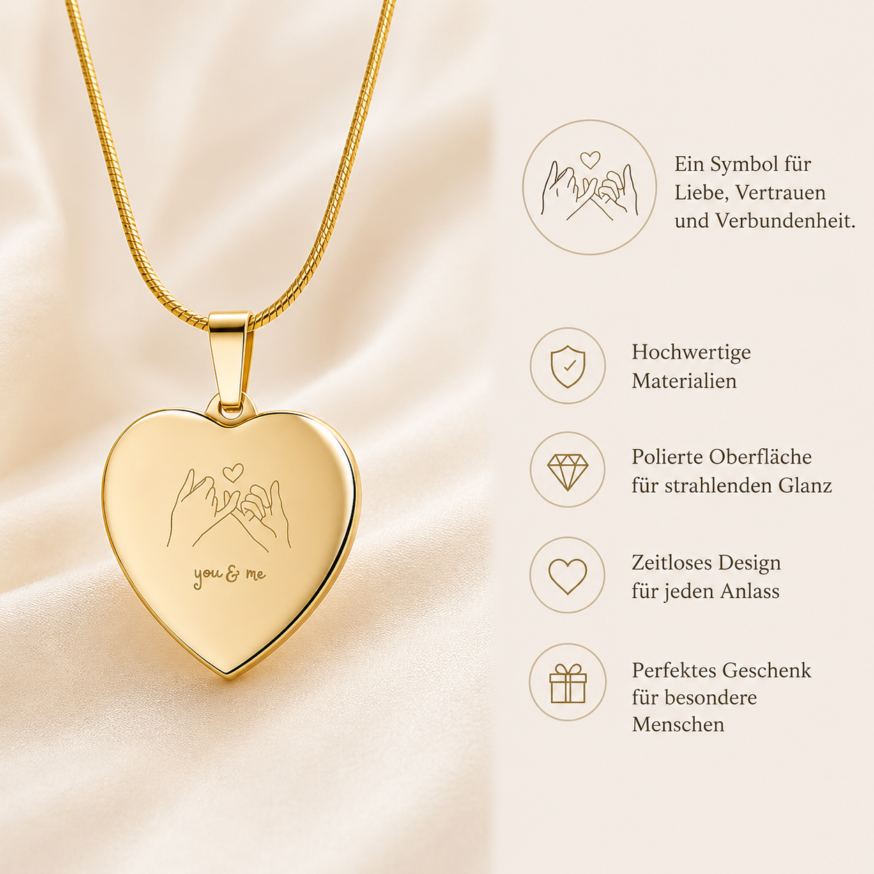 Personalisierte Herz Halskette – You & Me Gravur