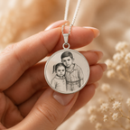 Familien Halskette mit graviertem Kinder-Motiv