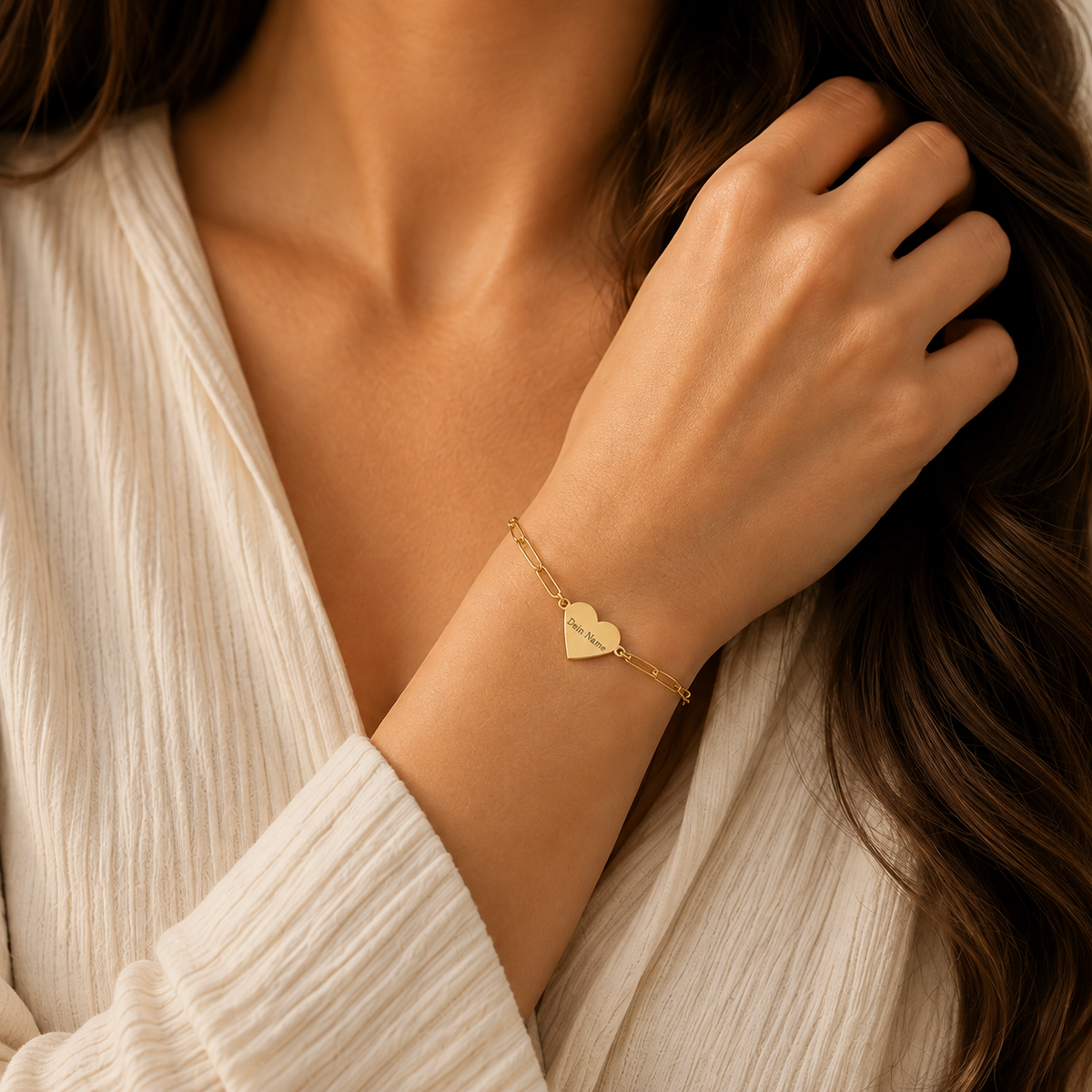 Personalisiertes Paperclip Herz-Armband mit Gravur