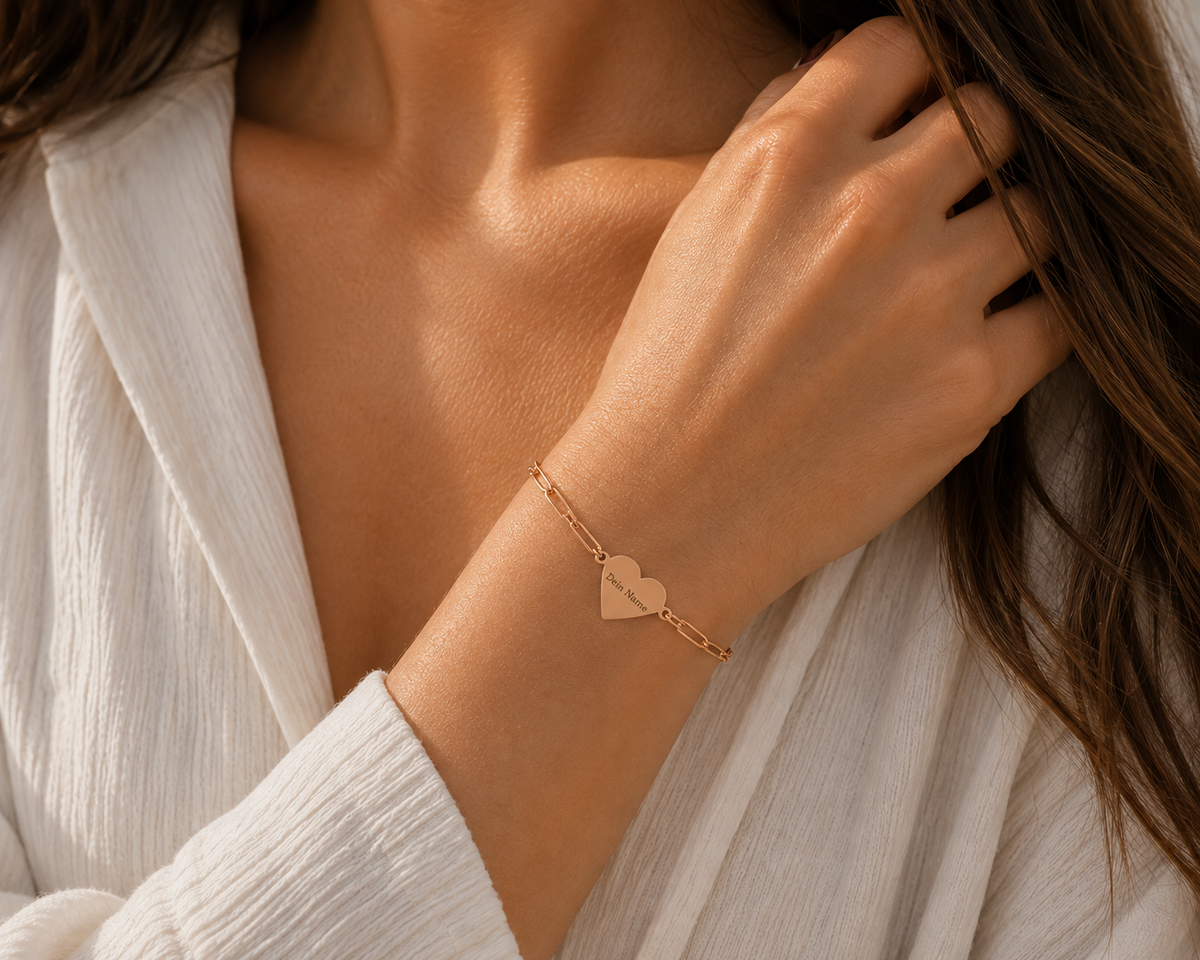 Personalisiertes Paperclip Herz-Armband mit Gravur