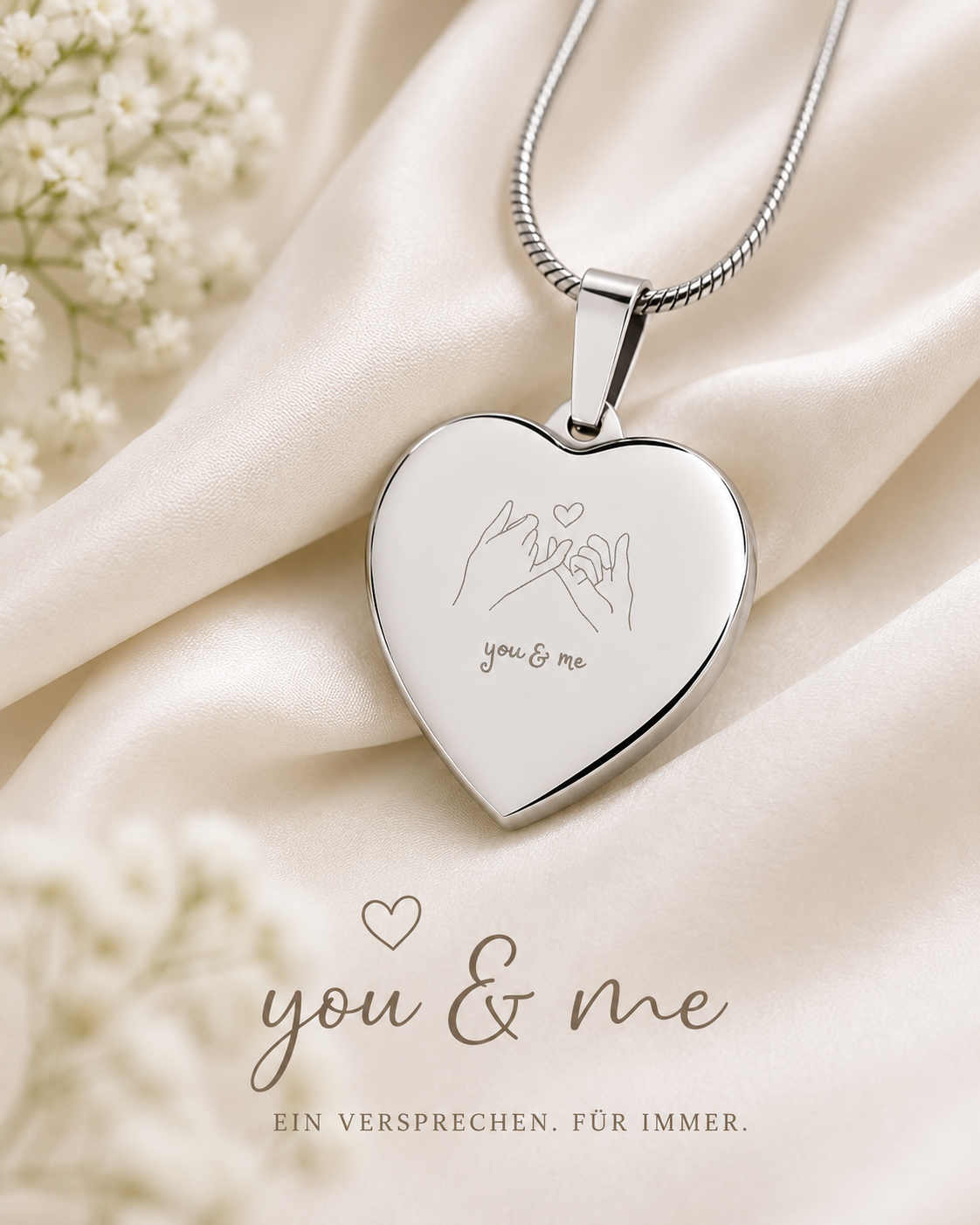 Personalisierte Herz Halskette – You & Me Gravur
