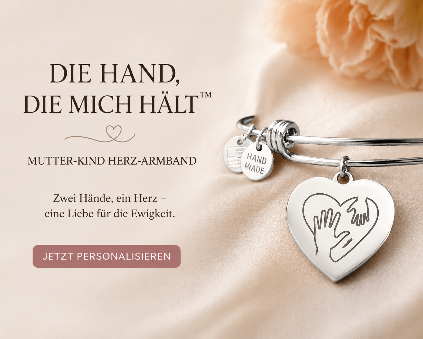 Die Hand, die mich hält – Mutter-Kind Herz-Armband