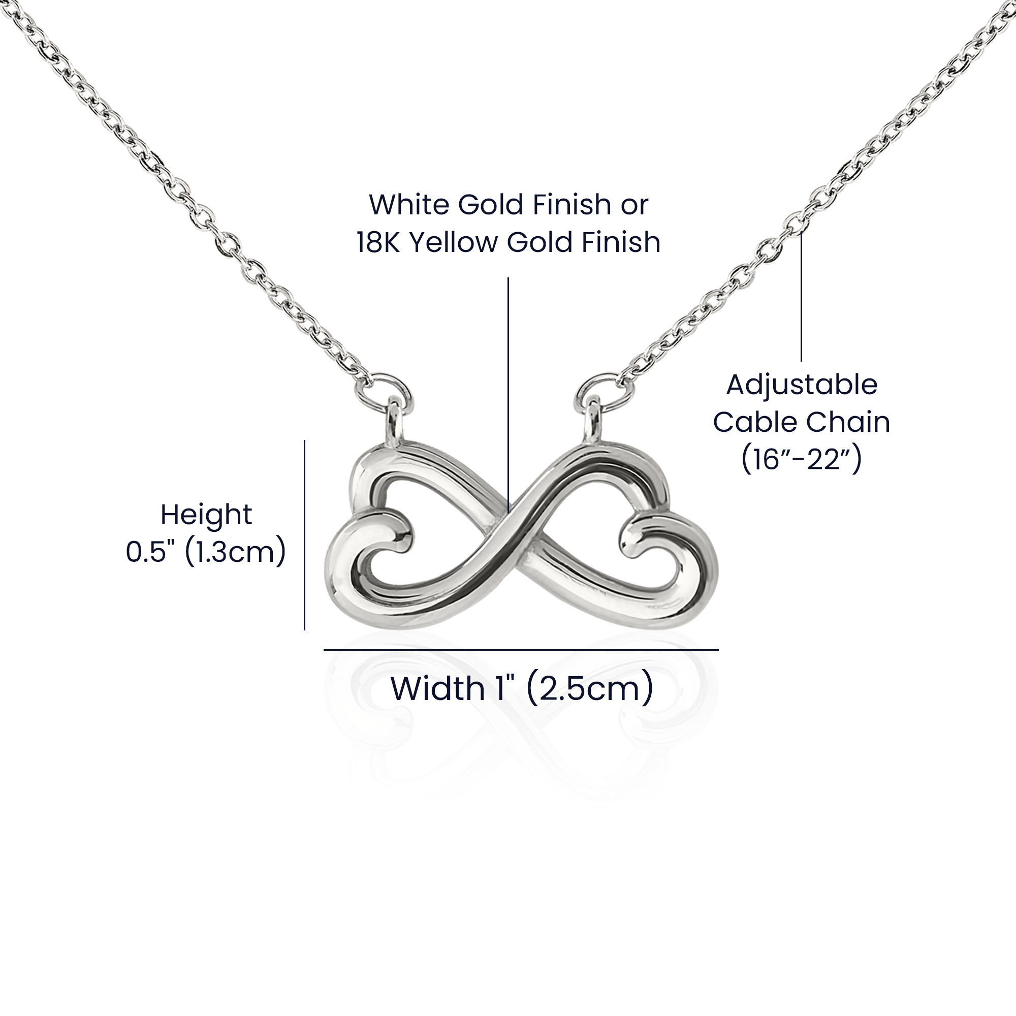 Endlose Liebe Halskette | 14k Weißgold & 18k Gelbgold