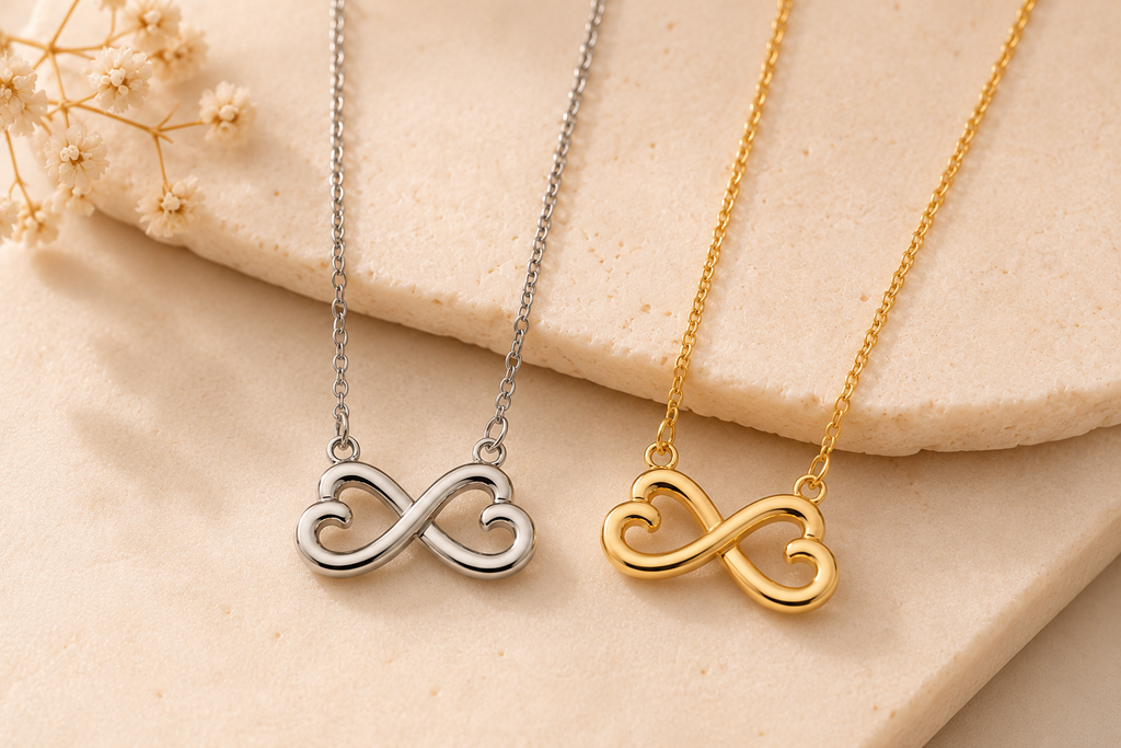 Endlose Liebe Halskette | 14k Weißgold & 18k Gelbgold