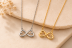 Endlose Liebe Halskette | 14k Weißgold & 18k Gelbgold
