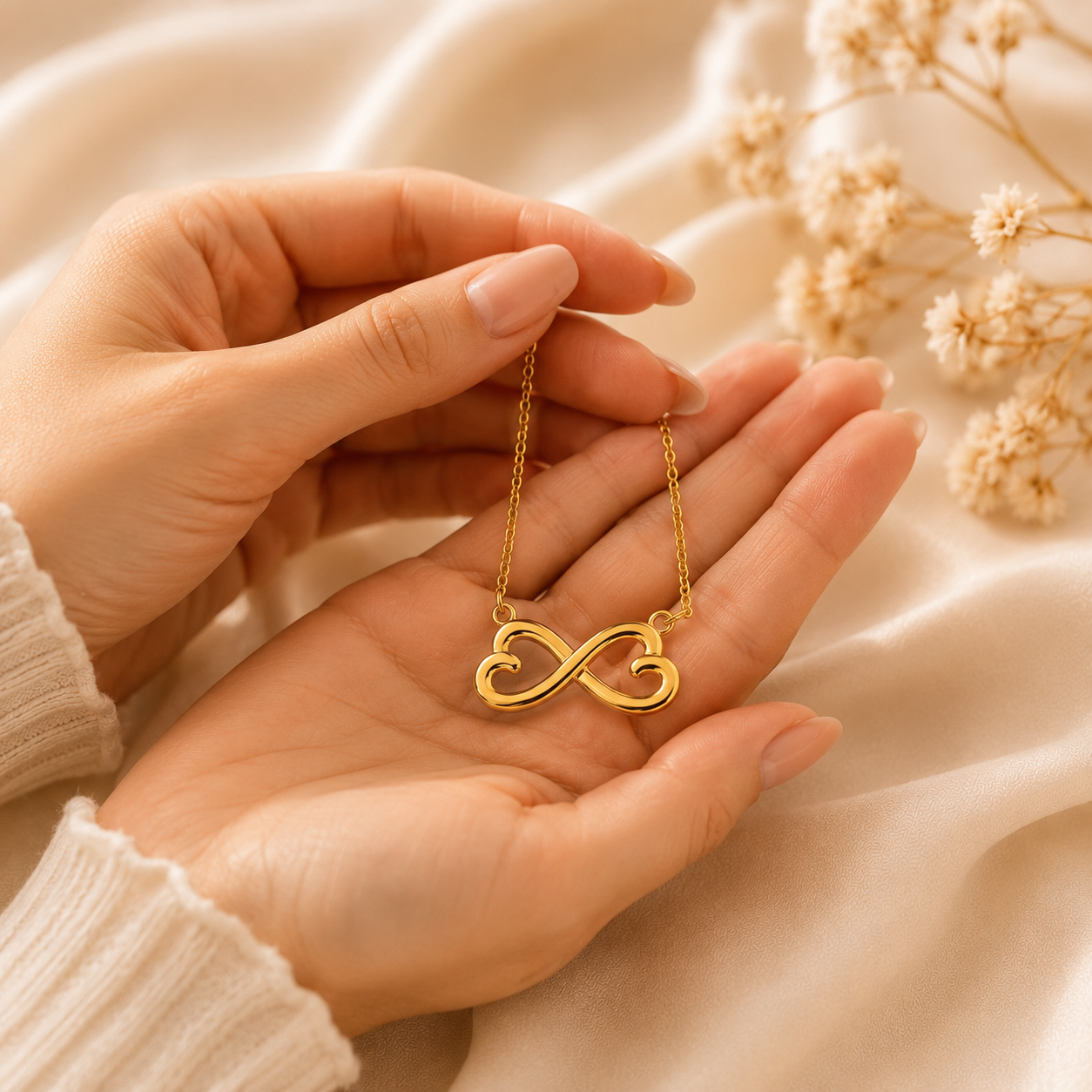 Endlose Liebe Halskette | 14k Weißgold & 18k Gelbgold