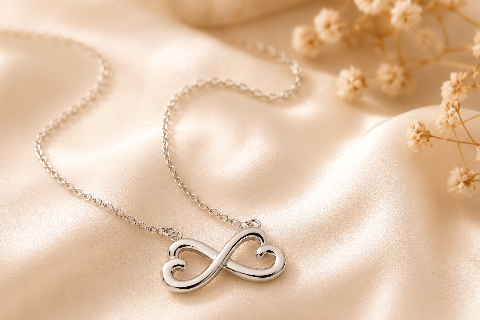 Endlose Liebe Halskette | 14k Weißgold & 18k Gelbgold