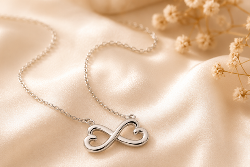 Endlose Liebe Halskette | 14k Weißgold & 18k Gelbgold