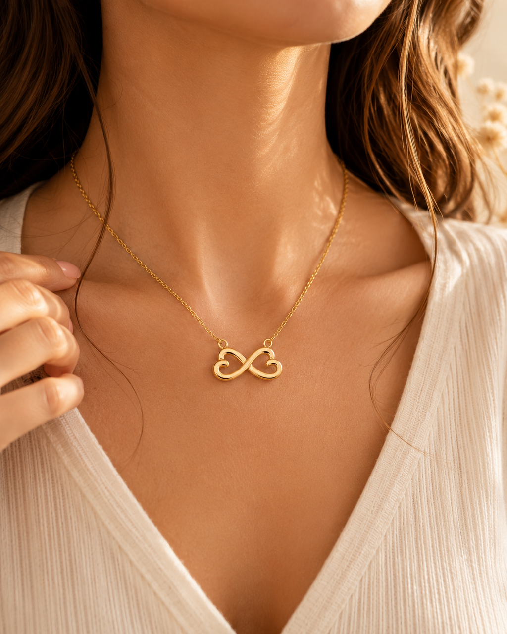 Endlose Liebe Halskette | 14k Weißgold & 18k Gelbgold