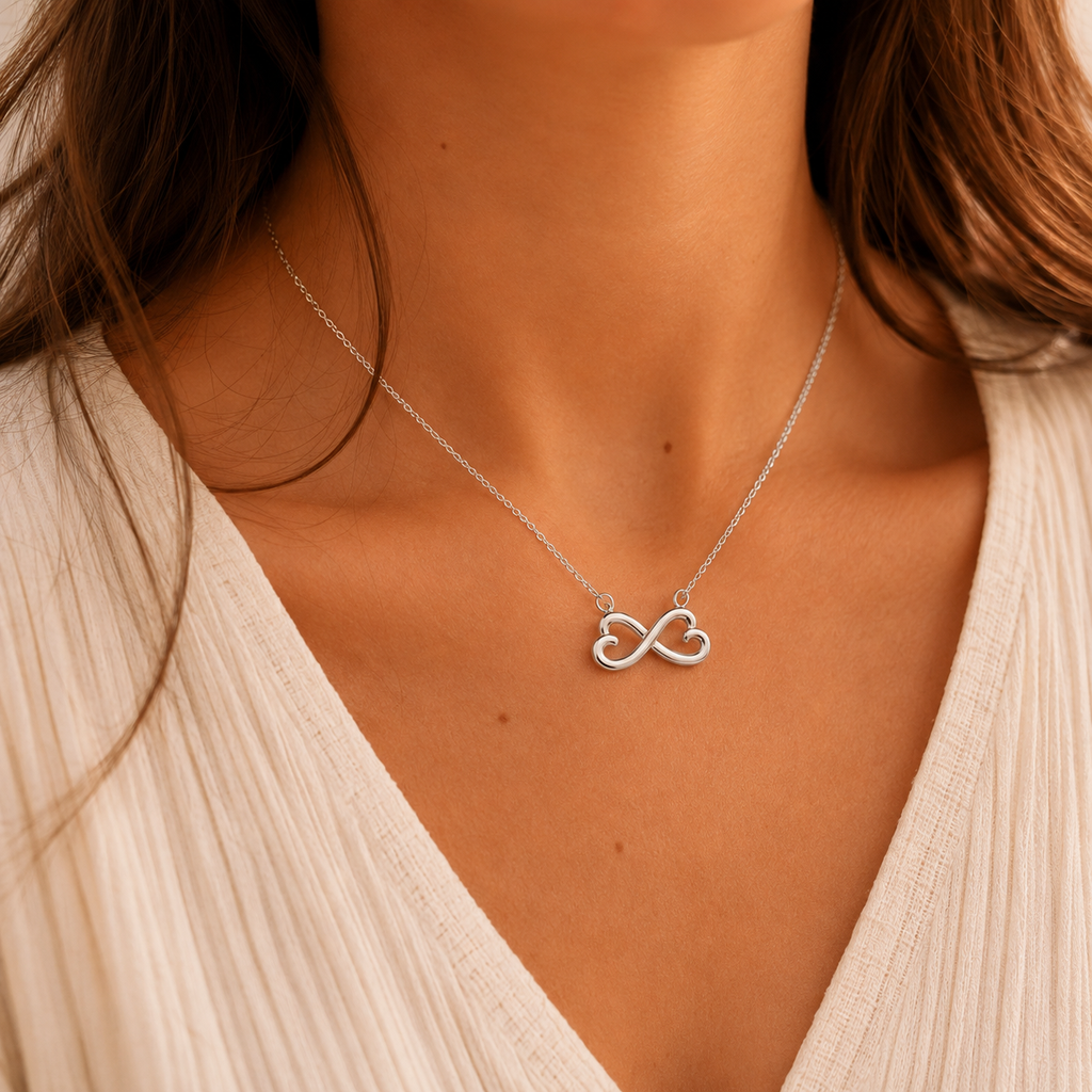 Endlose Liebe Halskette | 14k Weißgold & 18k Gelbgold