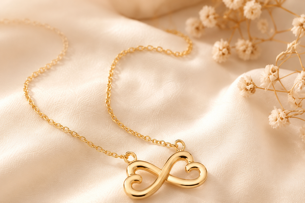 Endlose Liebe Halskette | 14k Weißgold & 18k Gelbgold